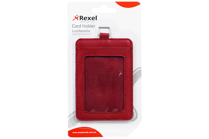 rexel-card-holder-leatherette-red-78613