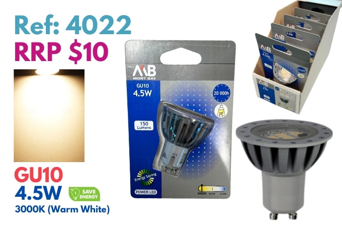 Mort Bay Led Bulb GU10 Directional Spot Beam - 4000K Neutral White - JTC Import Export Pty Ltd