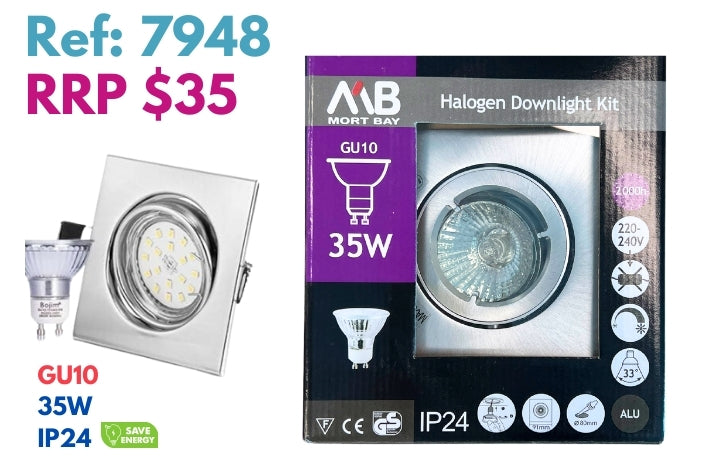 Mort Bay Halogen Downlight Kit GU10 35W (Silver)