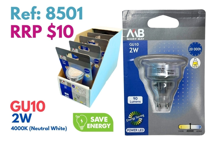 Mort Bay LED Bulb GU10 Directional Spot Beam - 3000k Warm White - JTC Import Export Pty Ltd