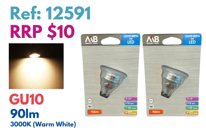 Mort Bay LED GU10 Spot Light Bulb - 3000k Warm White - JTC Import Export Pty Ltd
