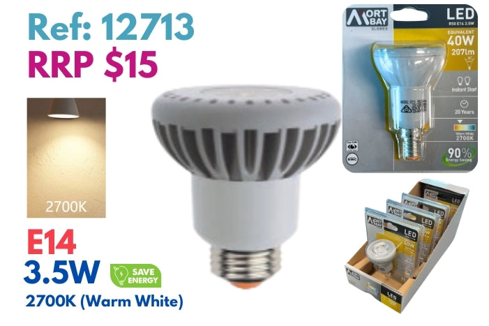 Mort Bay LED Bulb E14 Directional Globe - 2700K Warm White - JTC Import Export Pty Ltd
