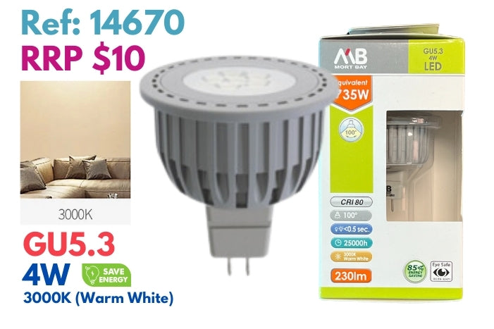 Mort Bay LED Bulb GU5.3 Directional Spot Beam - 3000K Warm White
