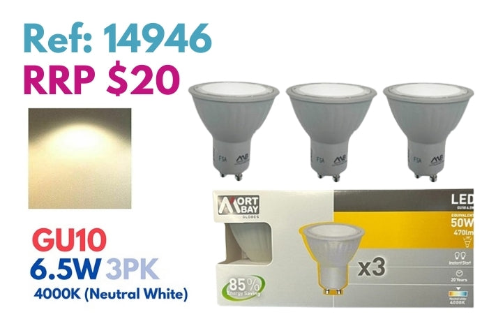 Mort Bay LED Bulb GU5.3 Directional Wide Beam - 4000K Neutral White - JTC Import Export Pty Ltd