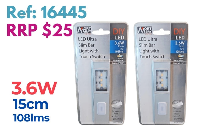 Mort Bay DIY LED Ultra Slim Bar Light with Touch Switch - Warm White