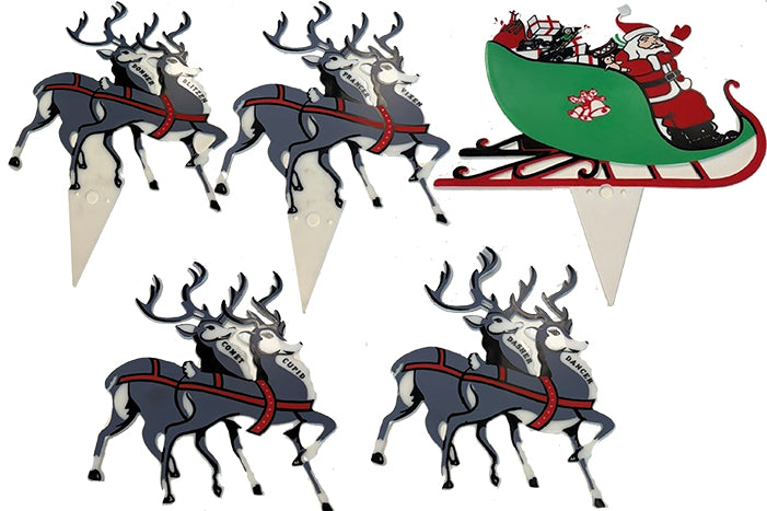 Santa and Reindeer Lawn Set