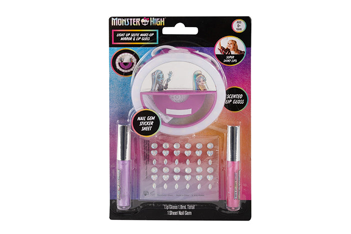 Monster High Light Up Selfie Make-up Mirror & Lip Gloss