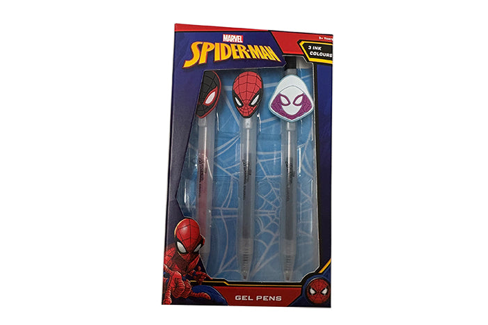 Spiderman Gel Pens 3 Ink Colours
